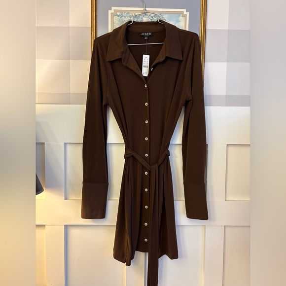 J. Crew Chocolate Long Sleeve Dress Size Medium - Picture 2 of 10